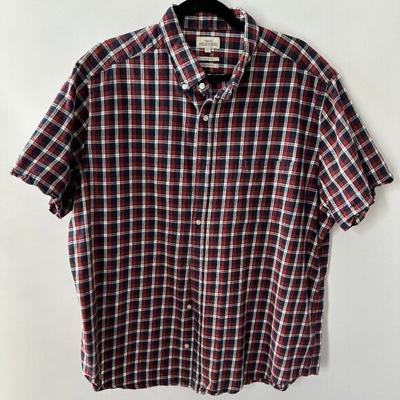 next Other - Next Red, White & Blue Check XXL Men's Short-Sleeve Shirt  100% Cotton